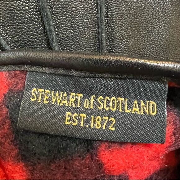 Stewart of Scotland Genuine Leather Buffalo Check Fleece Lining, Black Size Lg - Picture 4 of 6